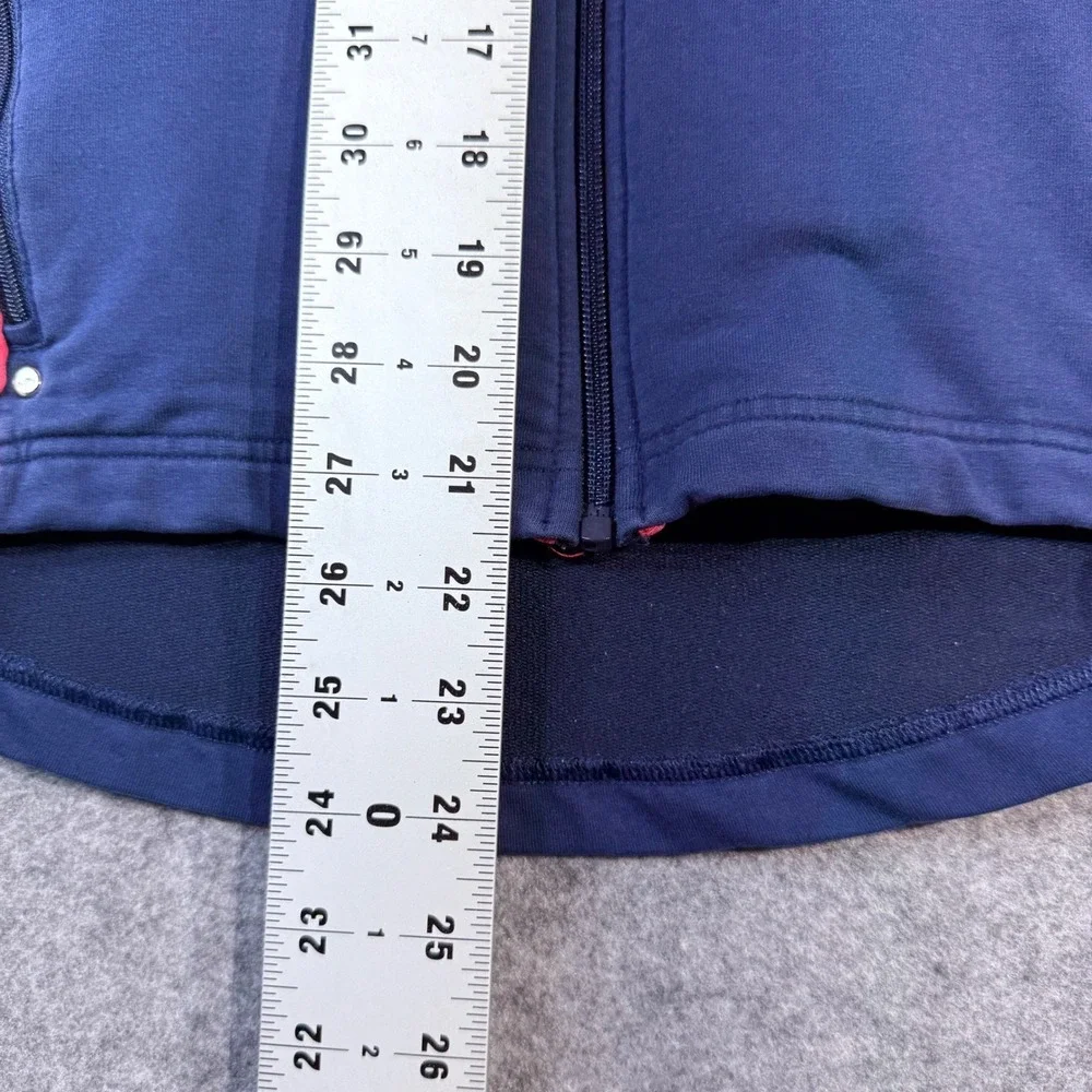 LRL Lauren Active Jacket‎ Full Zip Up Navy Blue White Red Trim Pullover